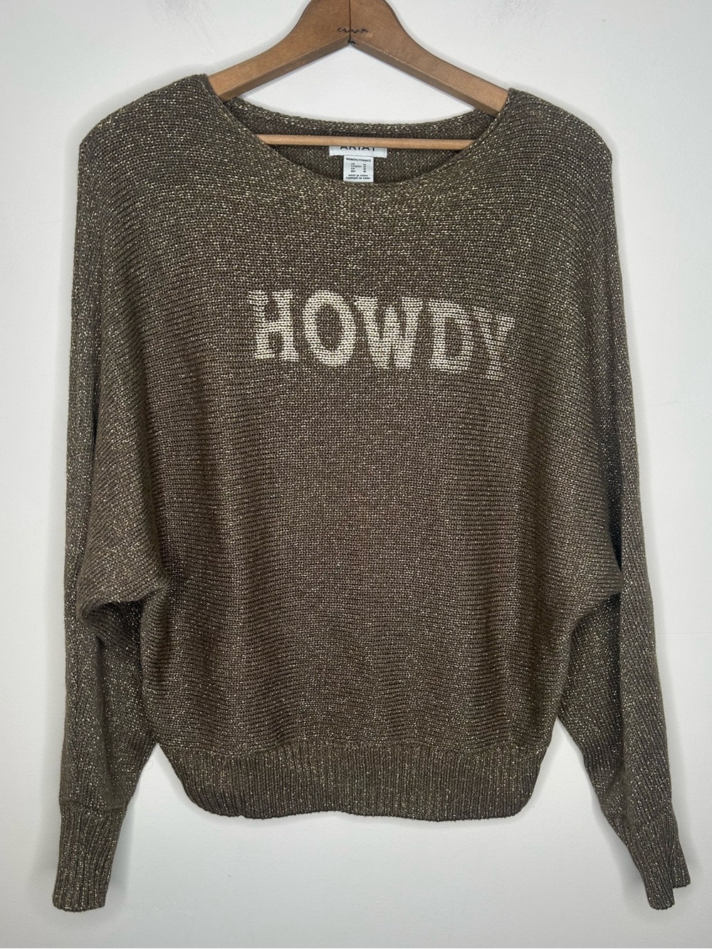 Ariat Metallic Brown Copper HOWDY Sweater Size M Lightweight